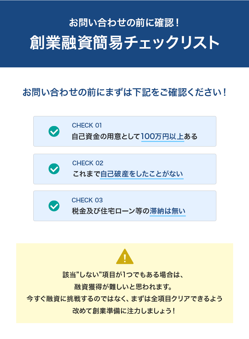 創業融資簡易チェックリスト